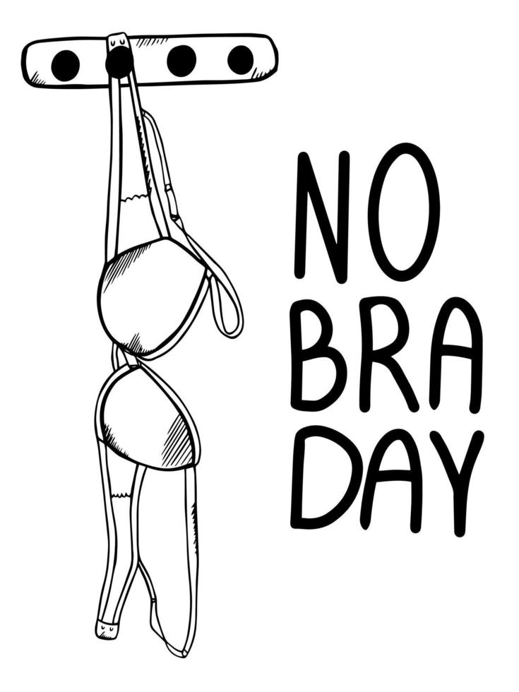 October 13. Line art. World no bra day. Vector illustration.