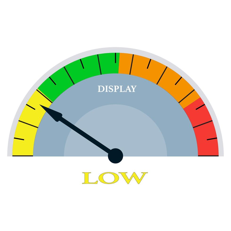 Color scale with an arrow from yellow to red. The measuring device icon- sign dangerous. Vector illustration
