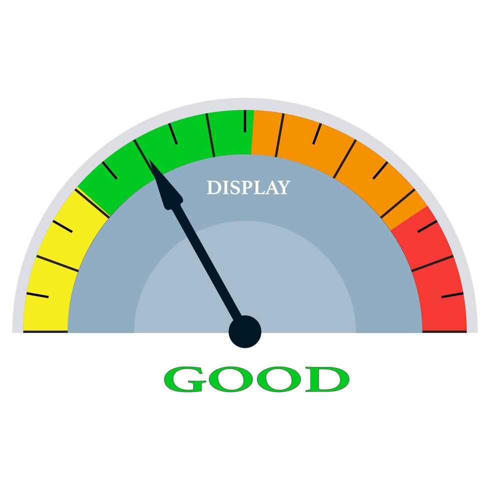 Color scale with an arrow from yellow to red. The measuring device icon- sign dangerous. Vector illustration
