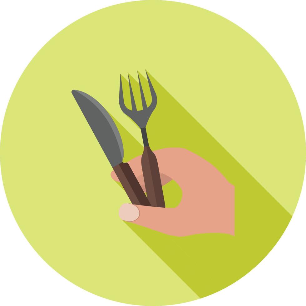 Holding Fork and Knife Flat Long Shadow Icon vector