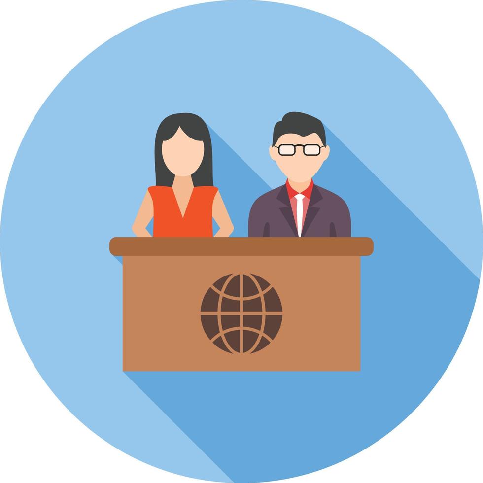 Anchors on News Desk Flat Long Shadow Icon vector