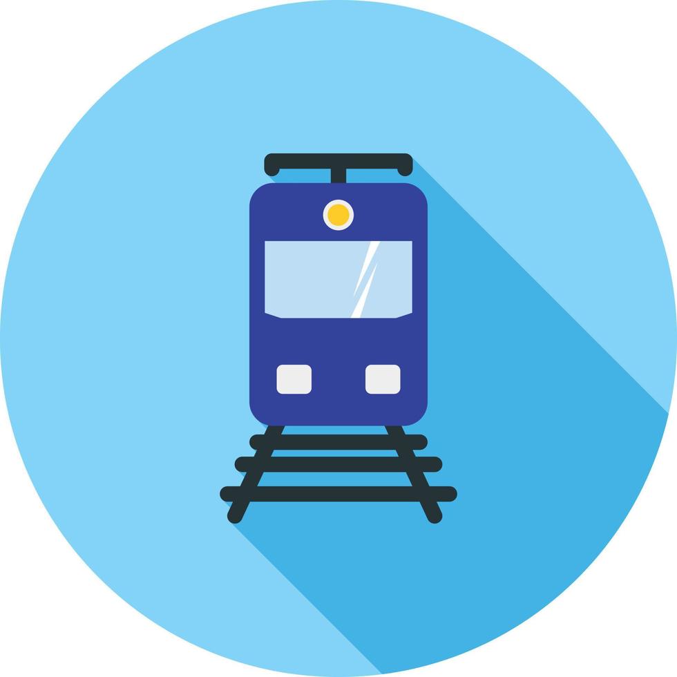 tren, plano, largo, sombra, icono vector