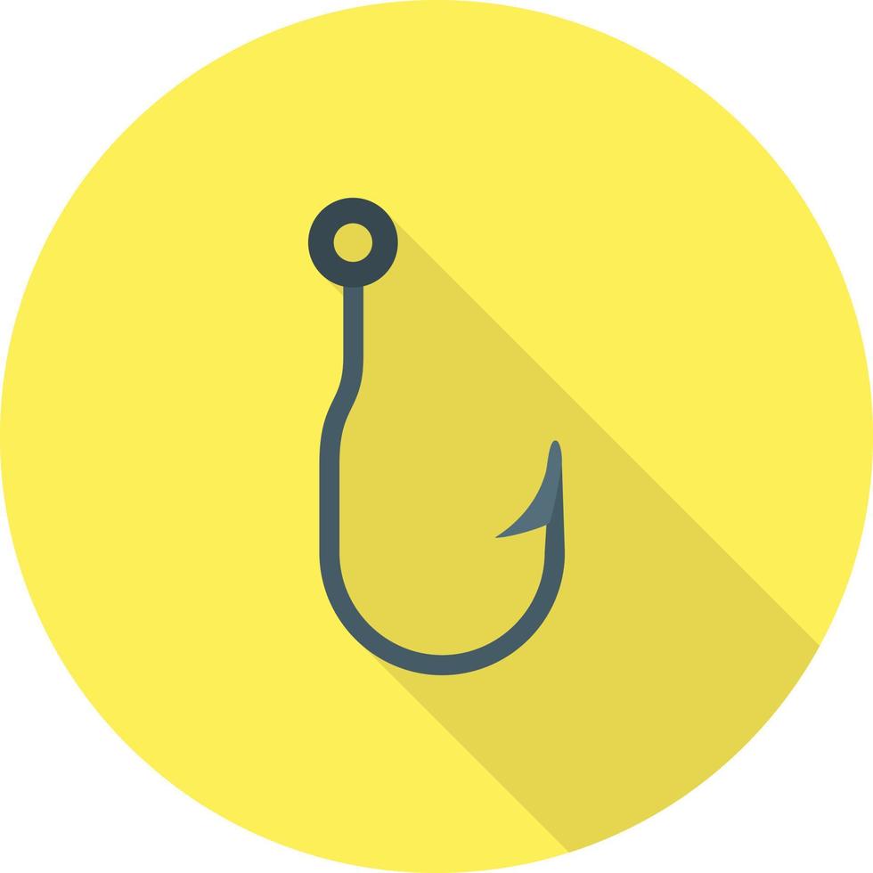 Fishing Hook Flat Long Shadow Icon vector