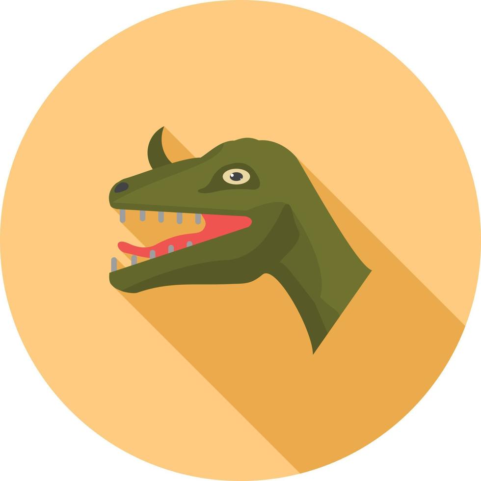 icono de sombra larga plana de cara de dinosaurio vector