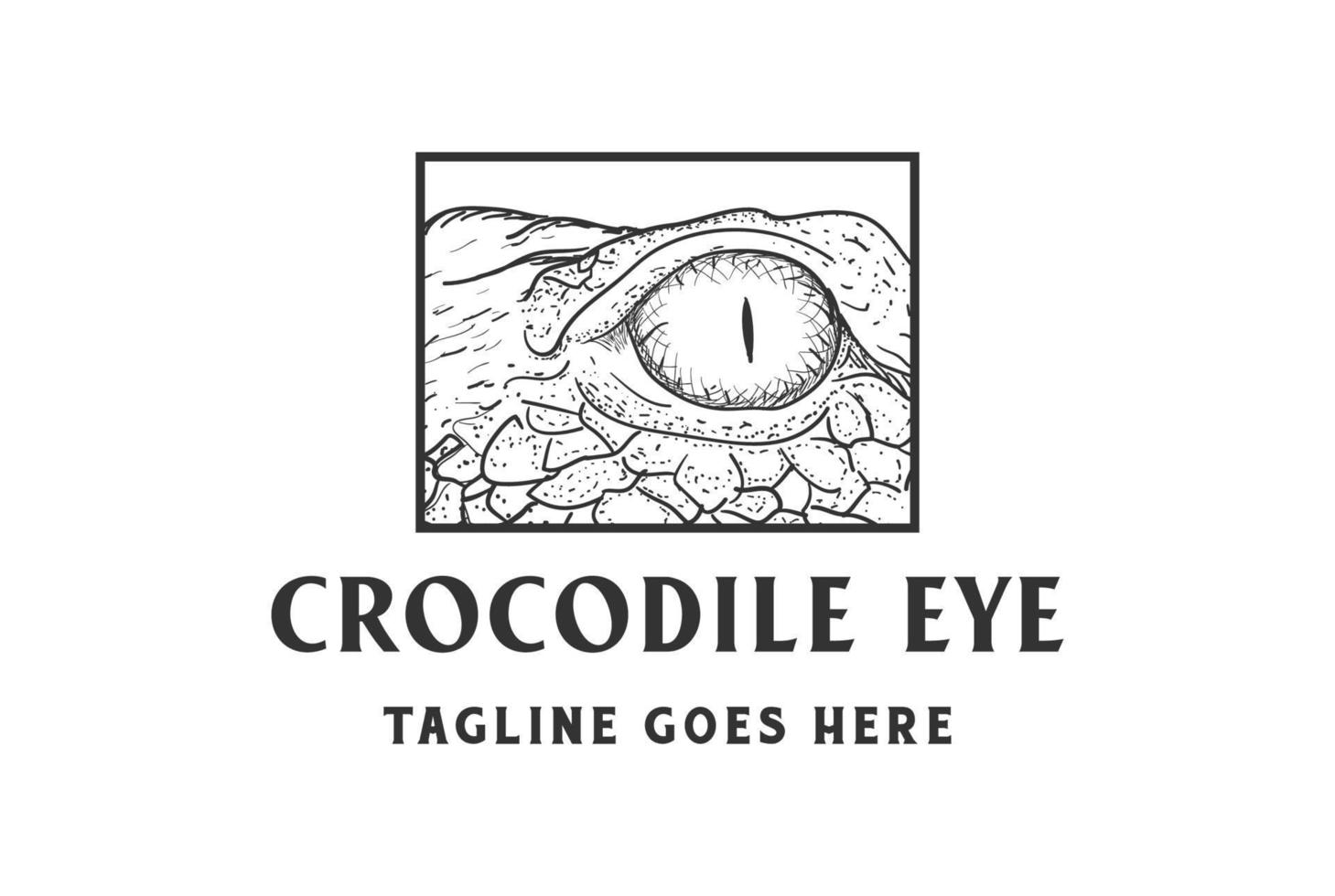 Vintage Retro Square Crocodile Alligator Reptilian Eye for Wildlife Zoo Conservation Logo Design vector