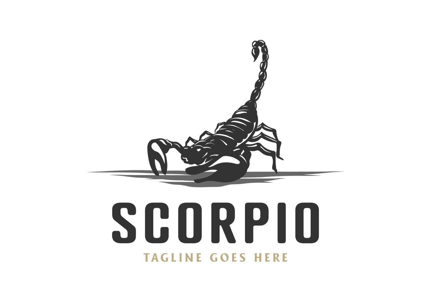 Vintage Retro Venomous Scorpion Scorpio Sting Logo Design Vector