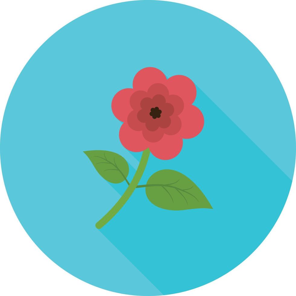 Flower with leaves Flat Long Shadow Icon vector
