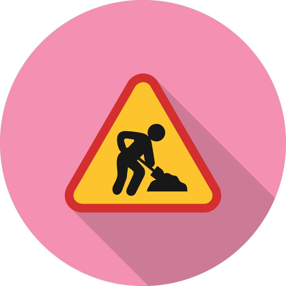 Construction sign Flat Long Shadow Icon vector