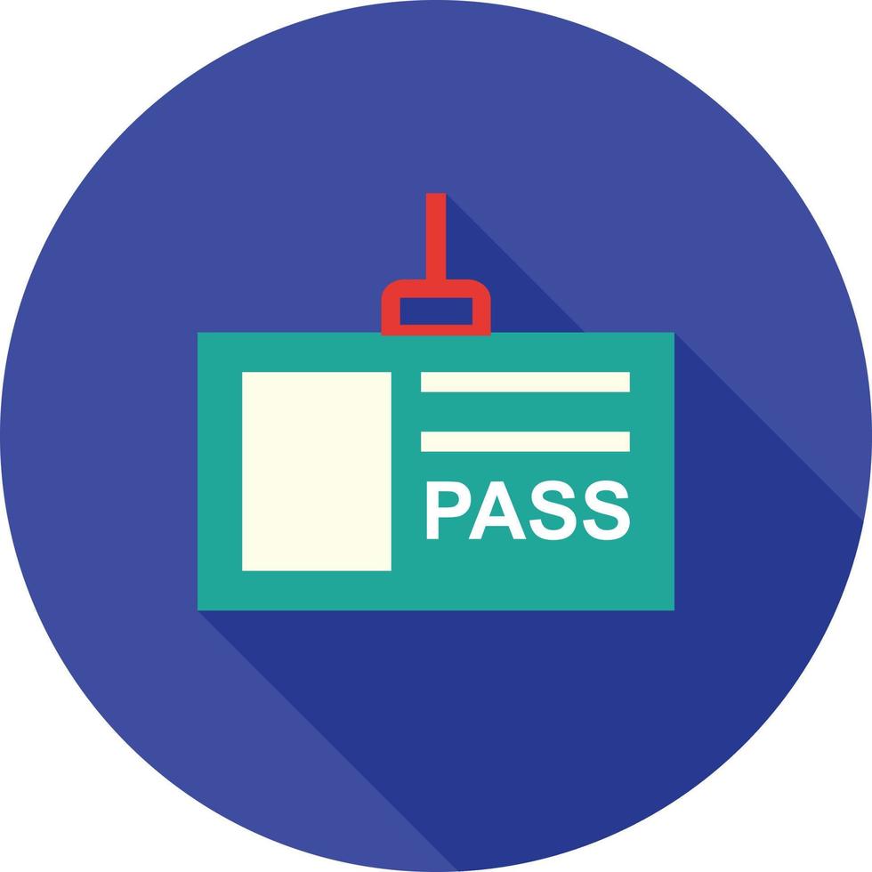 Pass Card Flat Long Shadow Icon vector