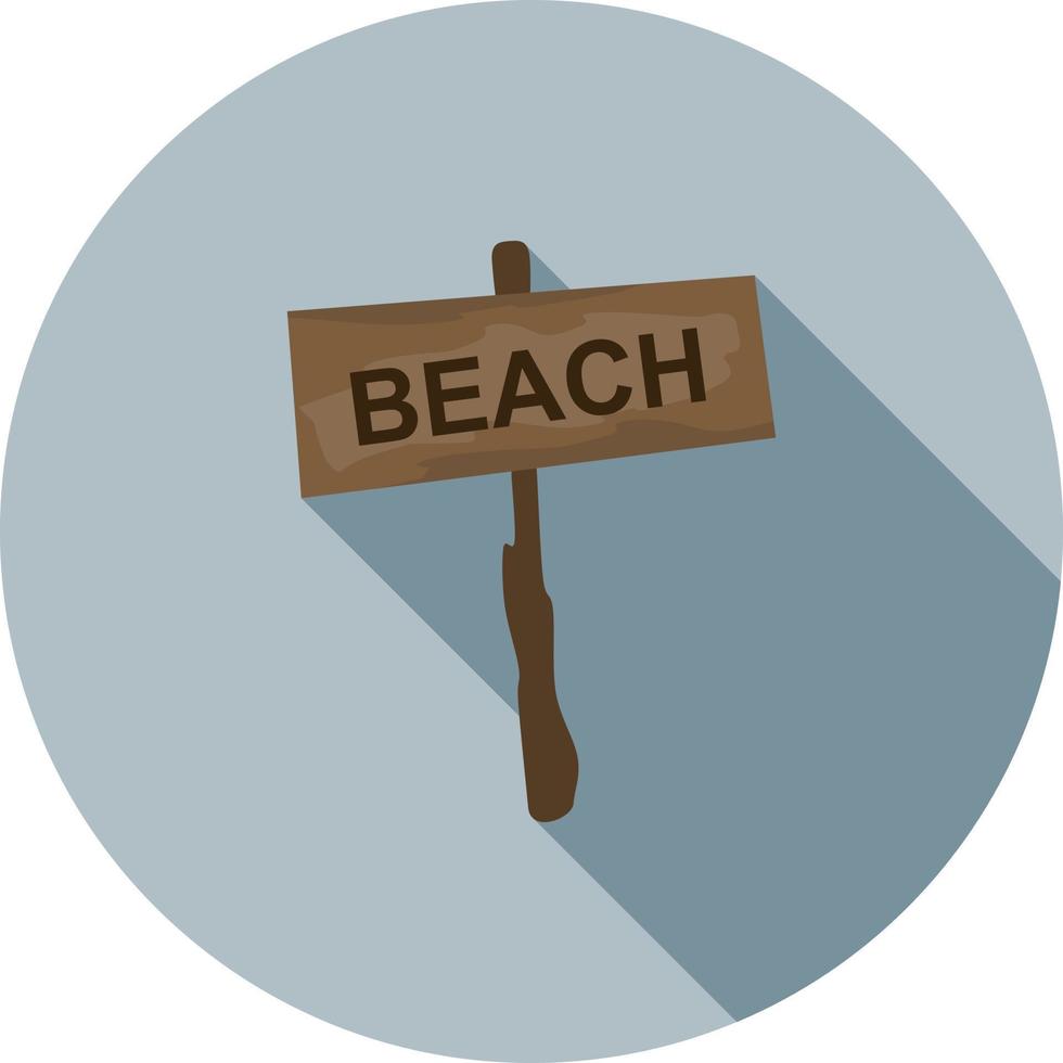 signo de playa plana larga sombra icono vector