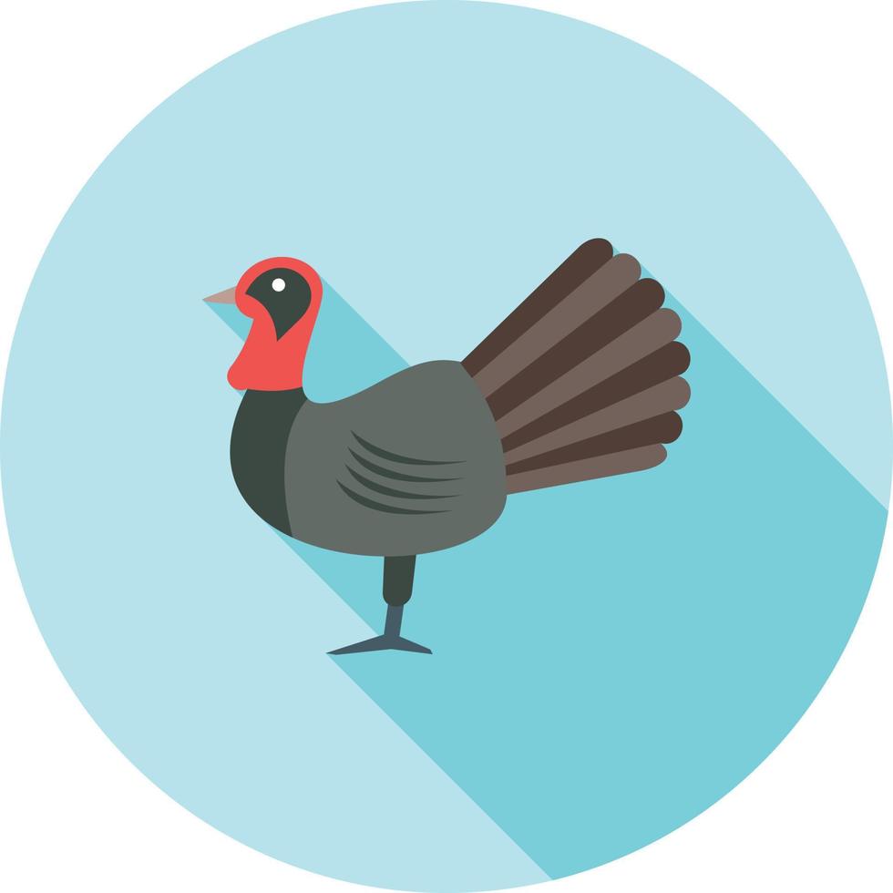 icono de sombra larga plana de pavo vector