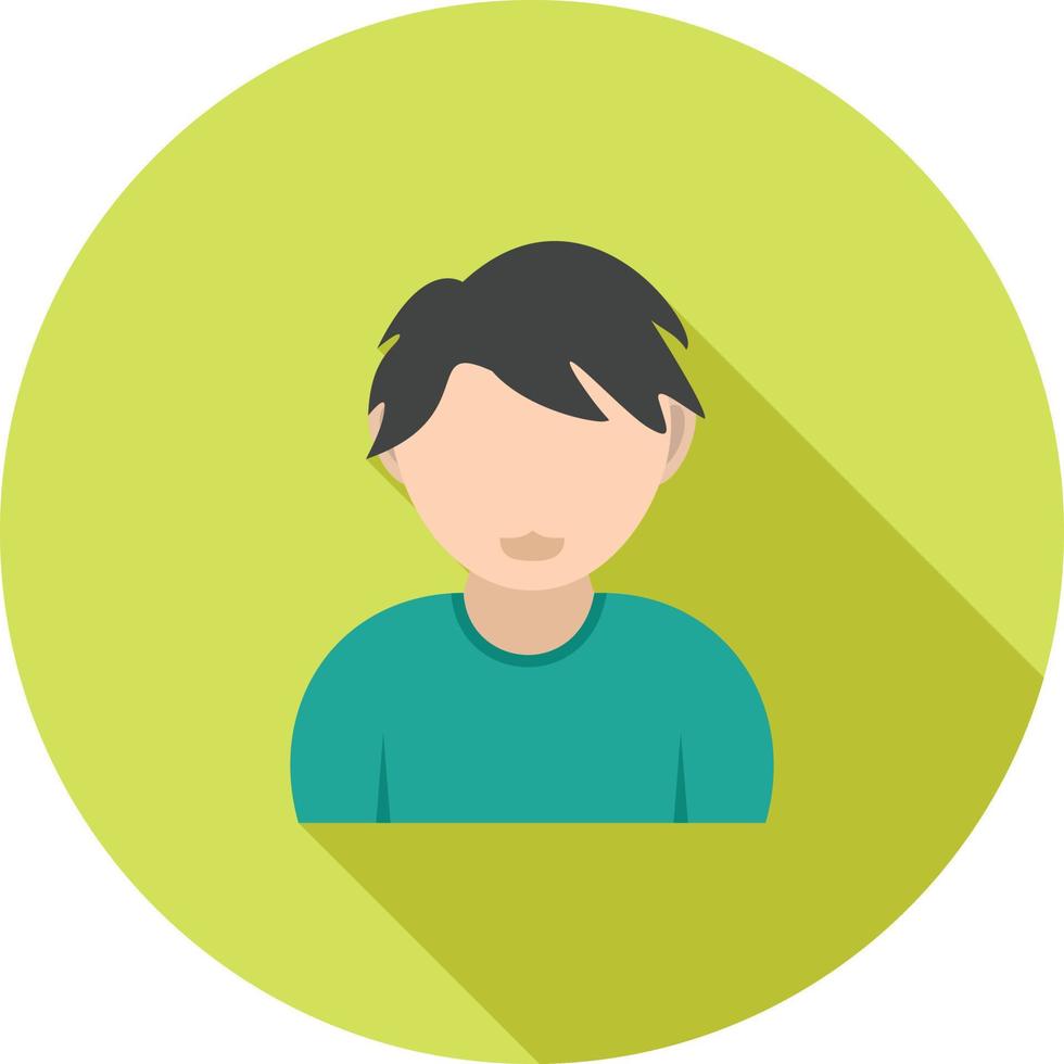 Boy with Wavy Hair Flat Long Shadow Icon vector