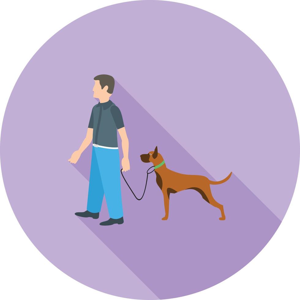 Walking Dog Flat Long Shadow Icon vector