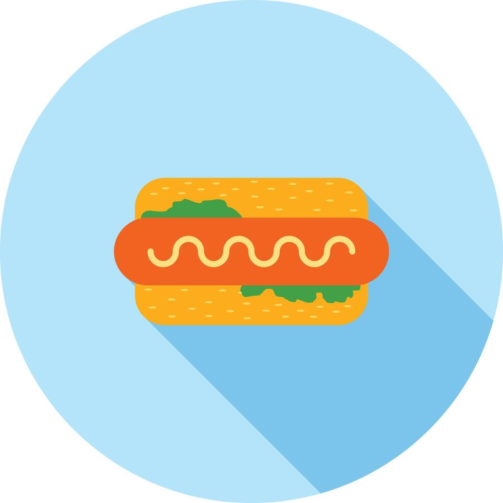 icono de sombra larga plana de hot dog vector