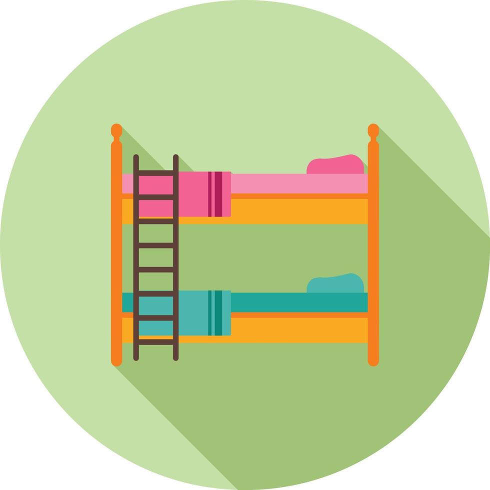 Children's Bedroom Flat Long Shadow Icon vector