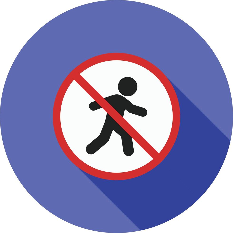 No pedestrian crossing Flat Long Shadow Icon vector