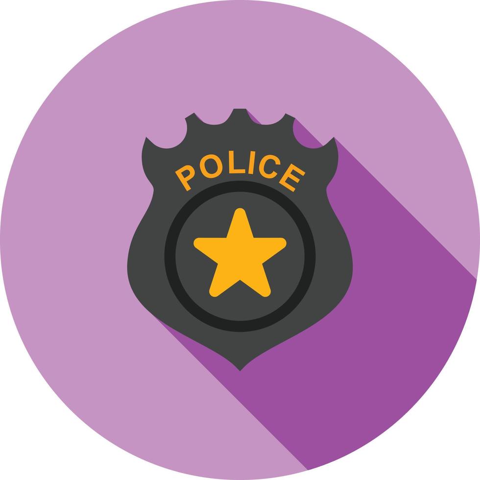 placa de policía plana larga sombra icono vector