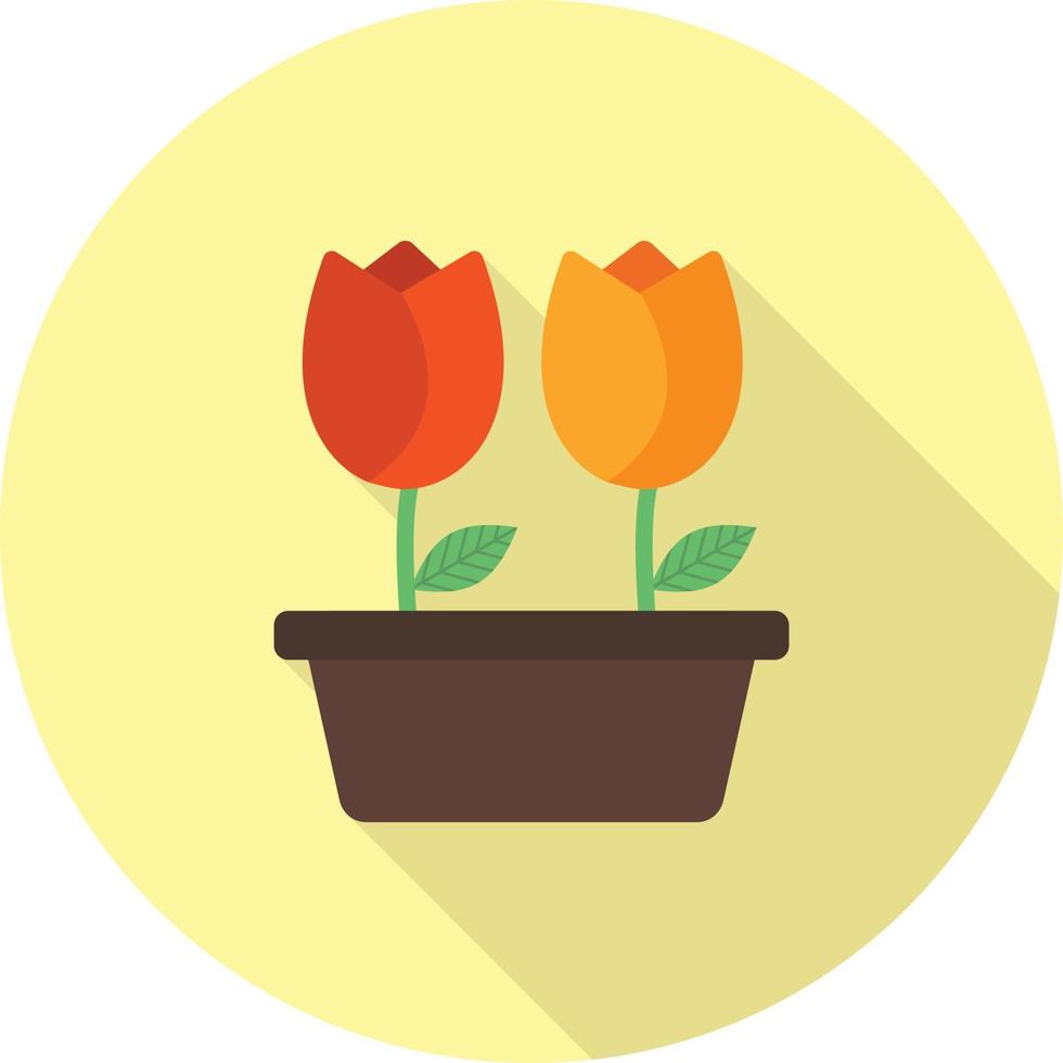 Tulips in Pot Flat Long Shadow Icon vector