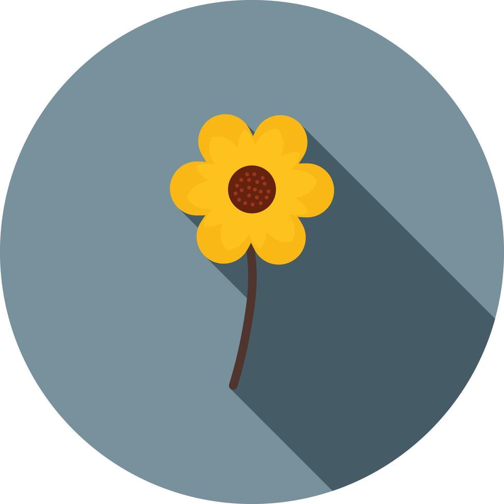 icono de sombra larga plana de flor plantada vector