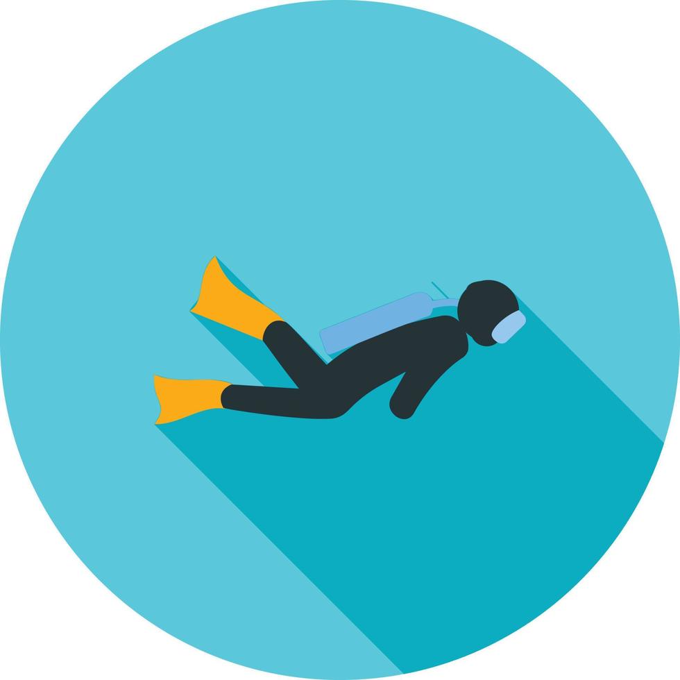 Scuba Diver Flat Long Shadow Icon vector