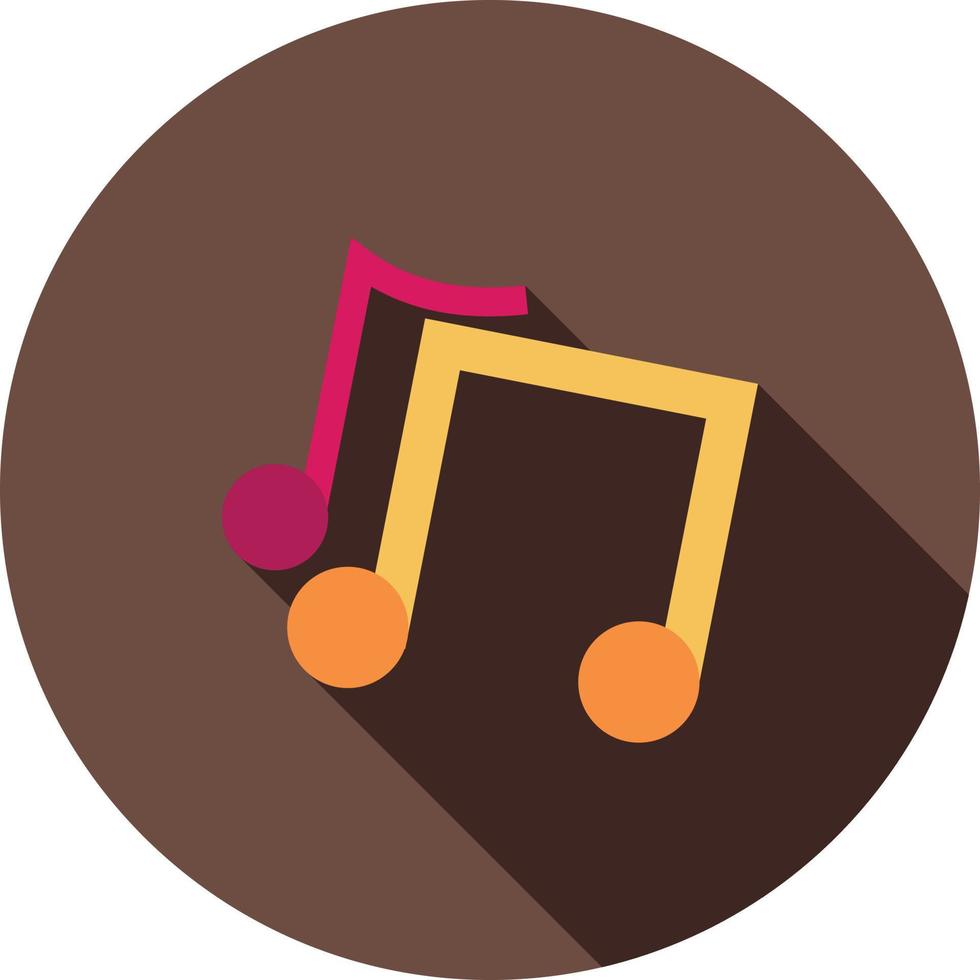 icono de sombra larga plana de notas musicales vector