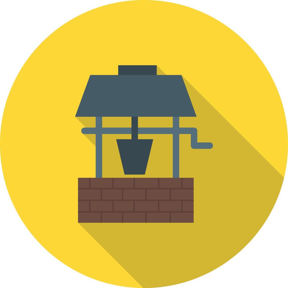 Water Well Flat Long Shadow Icon vector