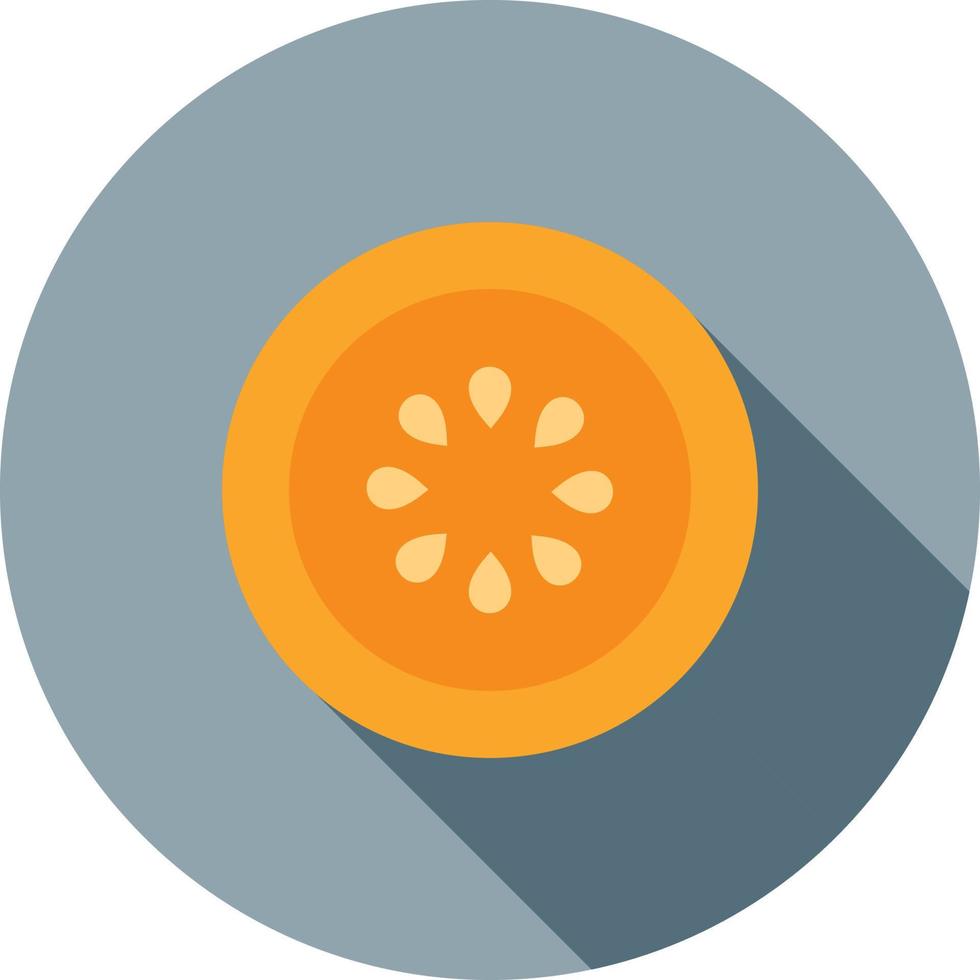 icono de sombra larga plana de rodaja de naranja vector