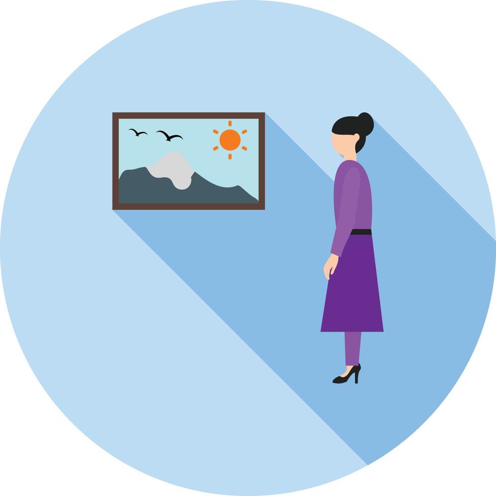 Viewing Painting Flat Long Shadow Icon vector