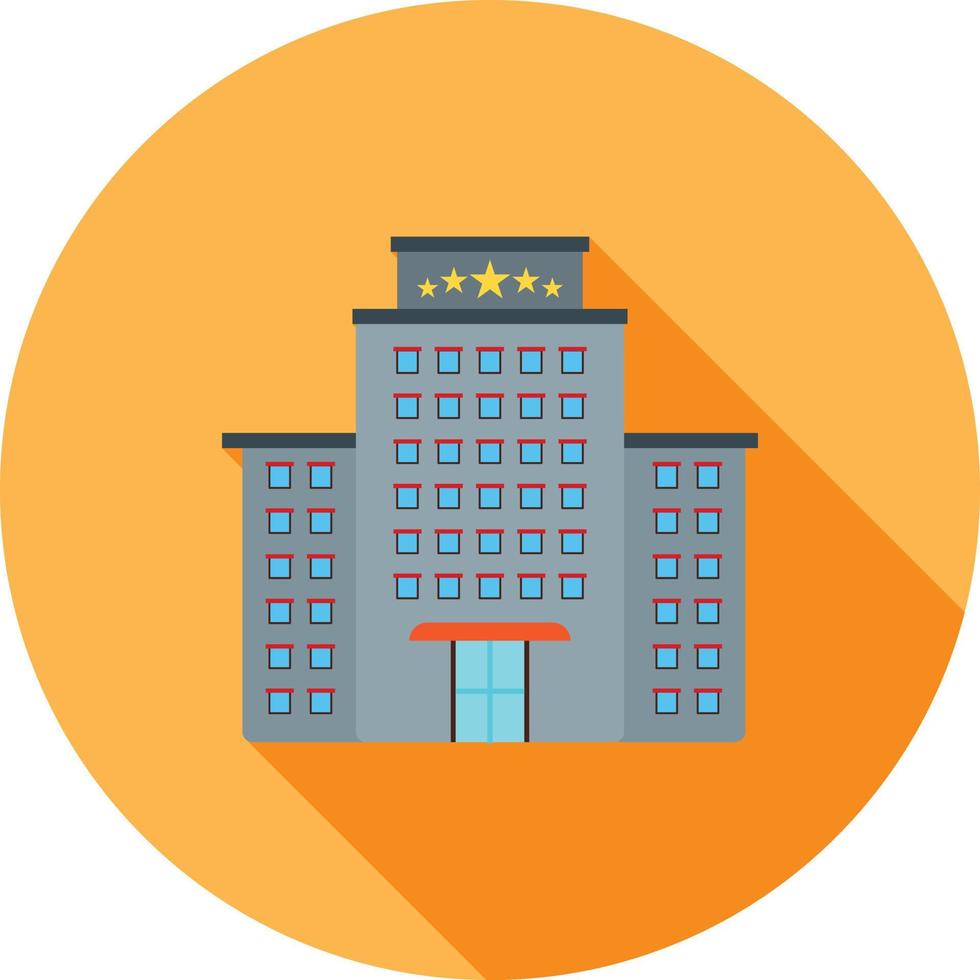 Five Star Building Flat Long Shadow Icon vector