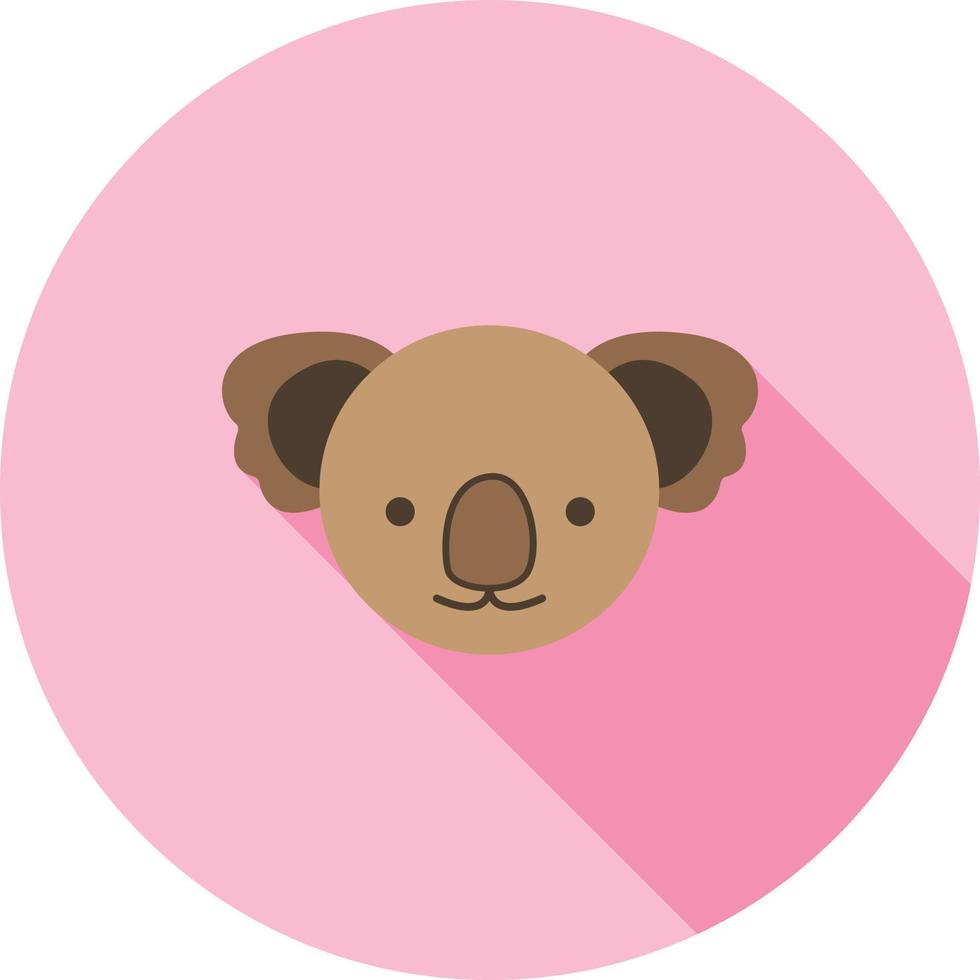 icono de sombra larga plana de koala vector