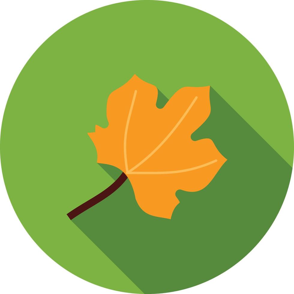 icono de sombra larga plana de hoja de otoño vector