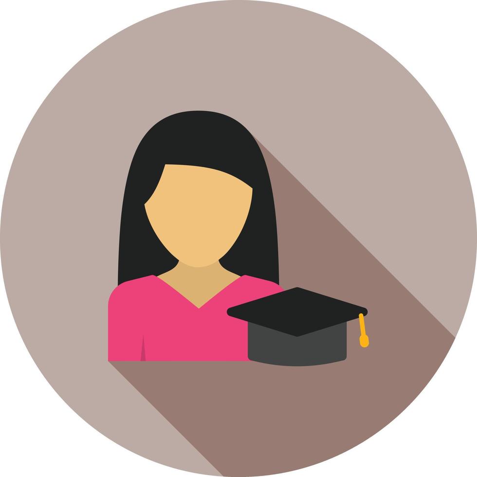 Educated Woman Flat Long Shadow Icon vector