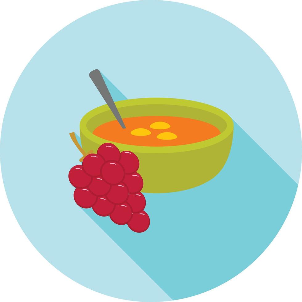 icono de sombra larga plana de sopa fría española vector