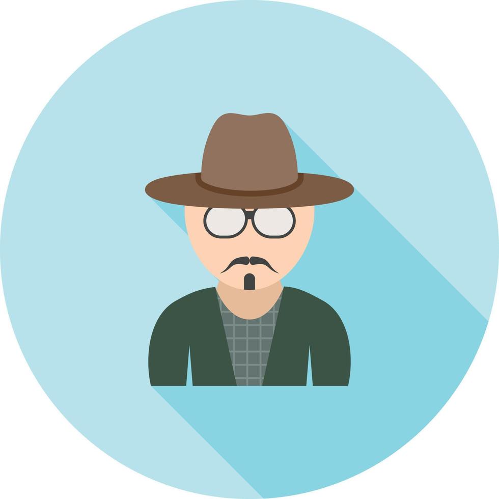 Hipster Man in Shades Flat Long Shadow Icon vector