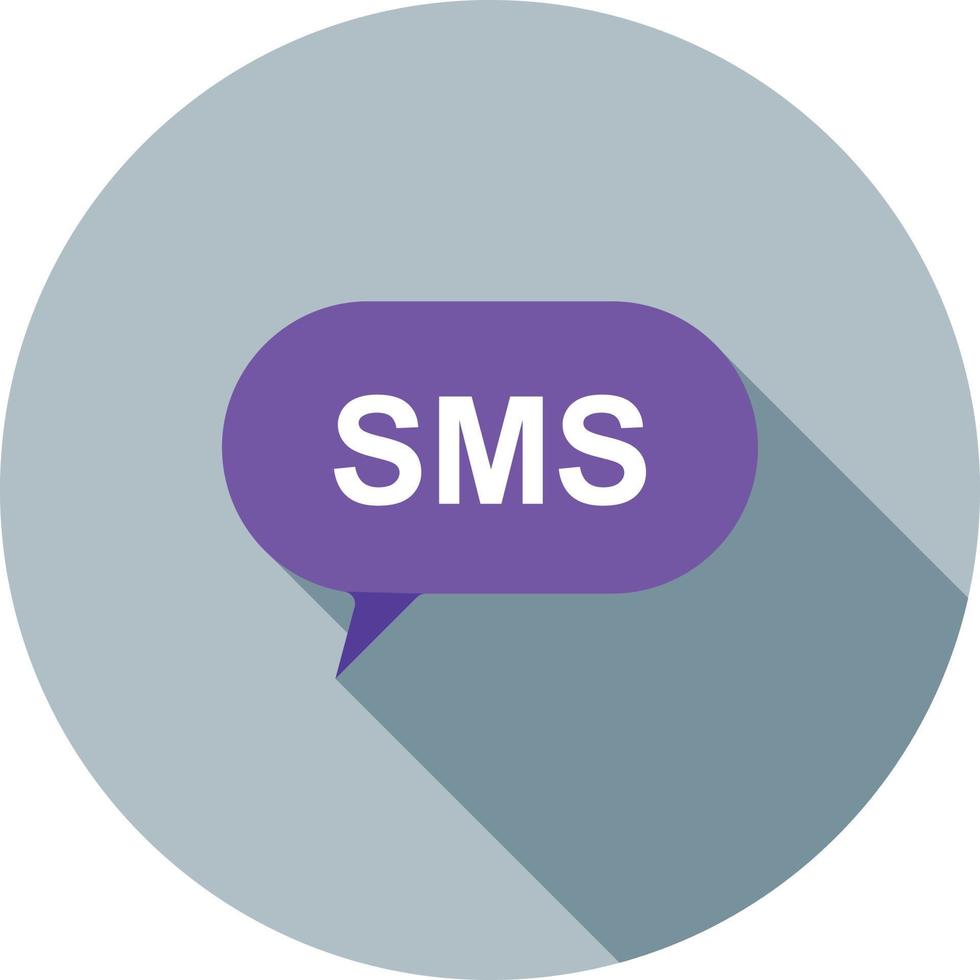 icono de sombra larga plana de burbuja de sms vector