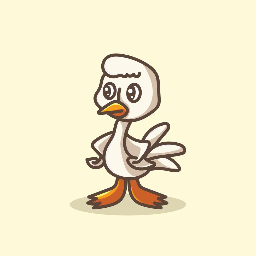 Cute Duck Cartoon Mascot Logo Flat Design Premium Vector