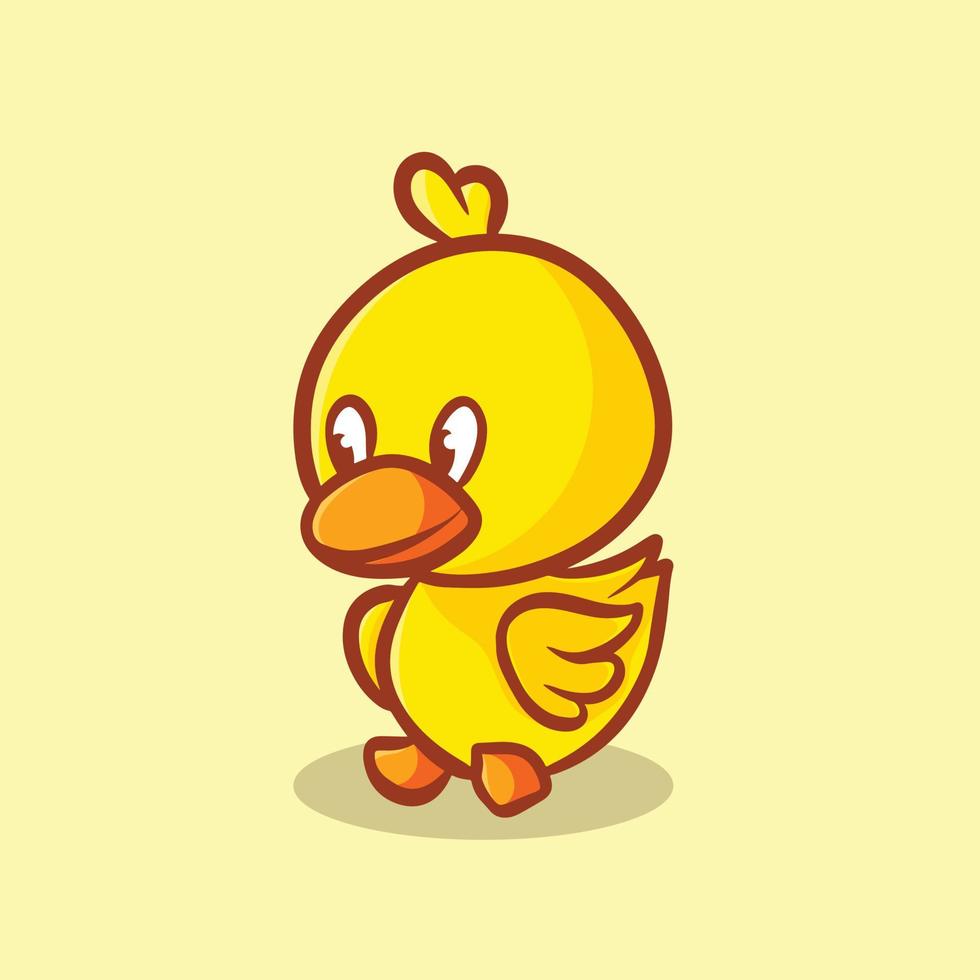 lindo pato dibujos animados mascota logo diseño plano premium vector