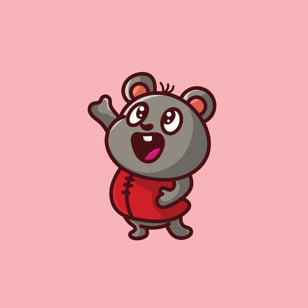 Cute Mouse Cartoon Mascot Logo Flat Design Premium Vector