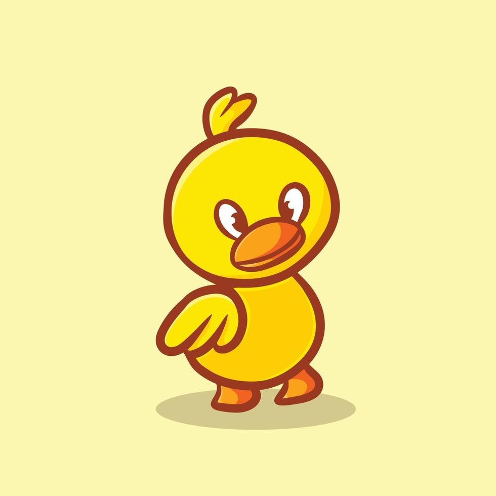 Cute Duck Cartoon Mascot Logo Flat Design Premium Vector