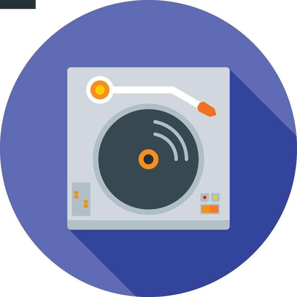 Turntable Flat Long Shadow Icon vector