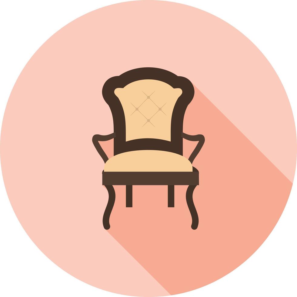 icono de sombra larga plana de silla cómoda vector