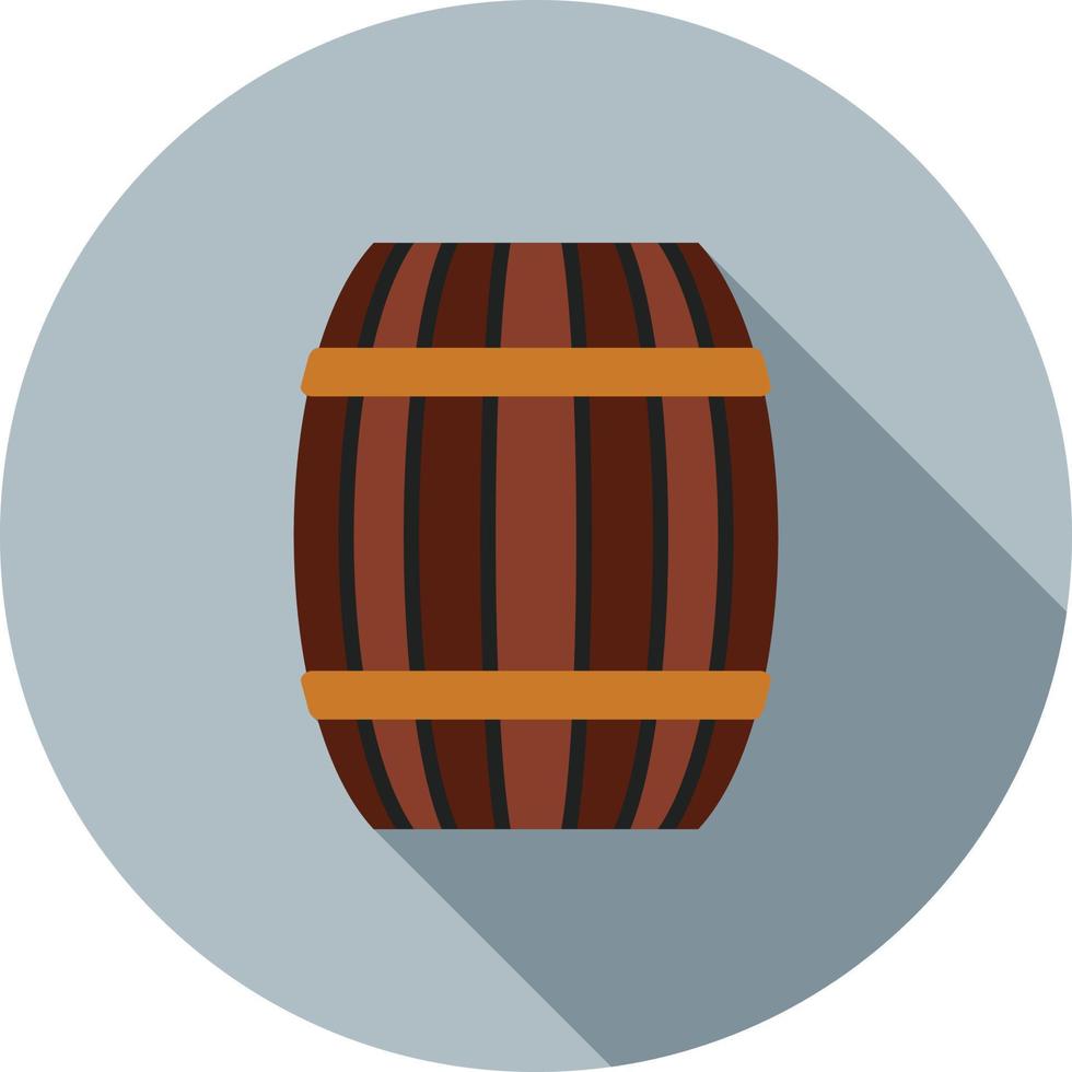 barril, plano, largo, sombra, icono vector