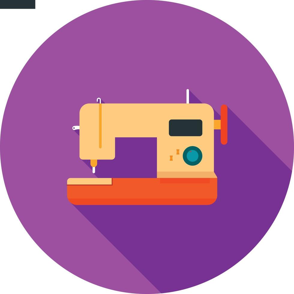 Sewing Machine Flat Long Shadow Icon vector