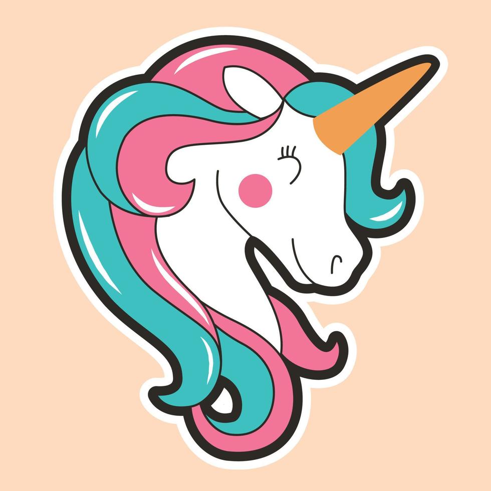 cute unicorn sticker vector