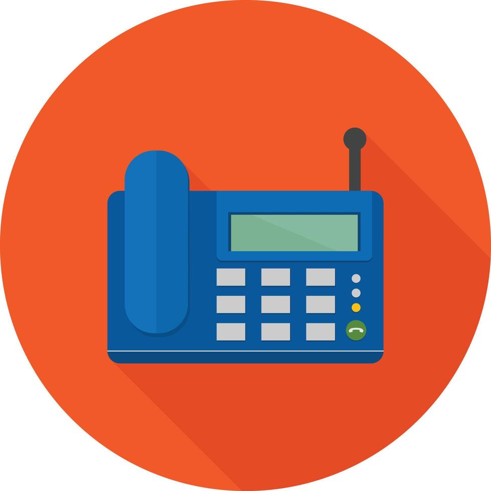 Wireless Landline Phone Flat Long Shadow Icon vector