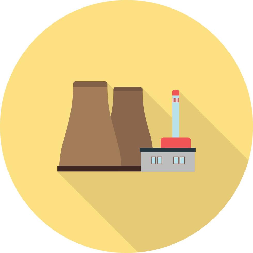 Nuclear Plant Flat Long Shadow Icon vector