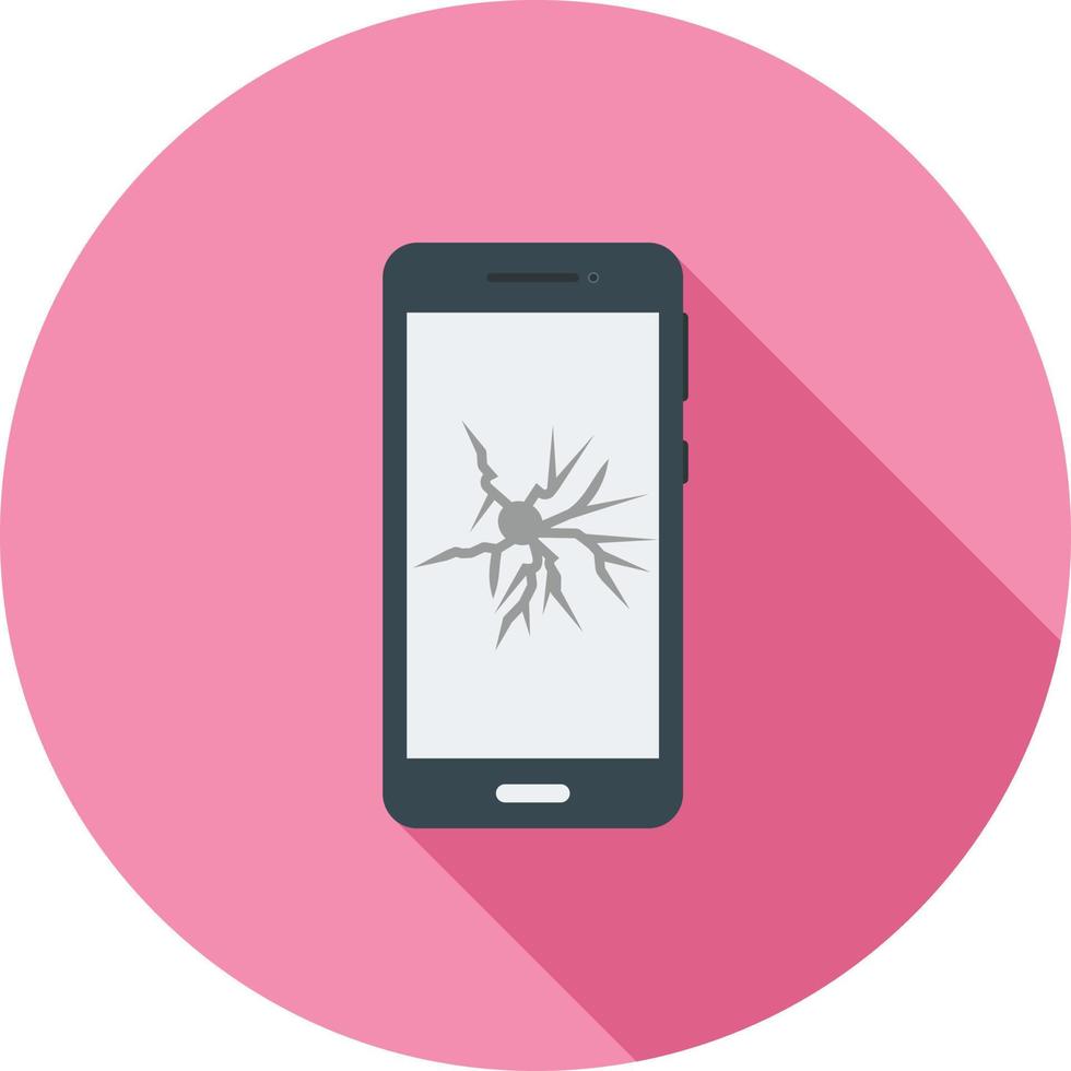 Broken Cell Phone Flat Long Shadow Icon vector
