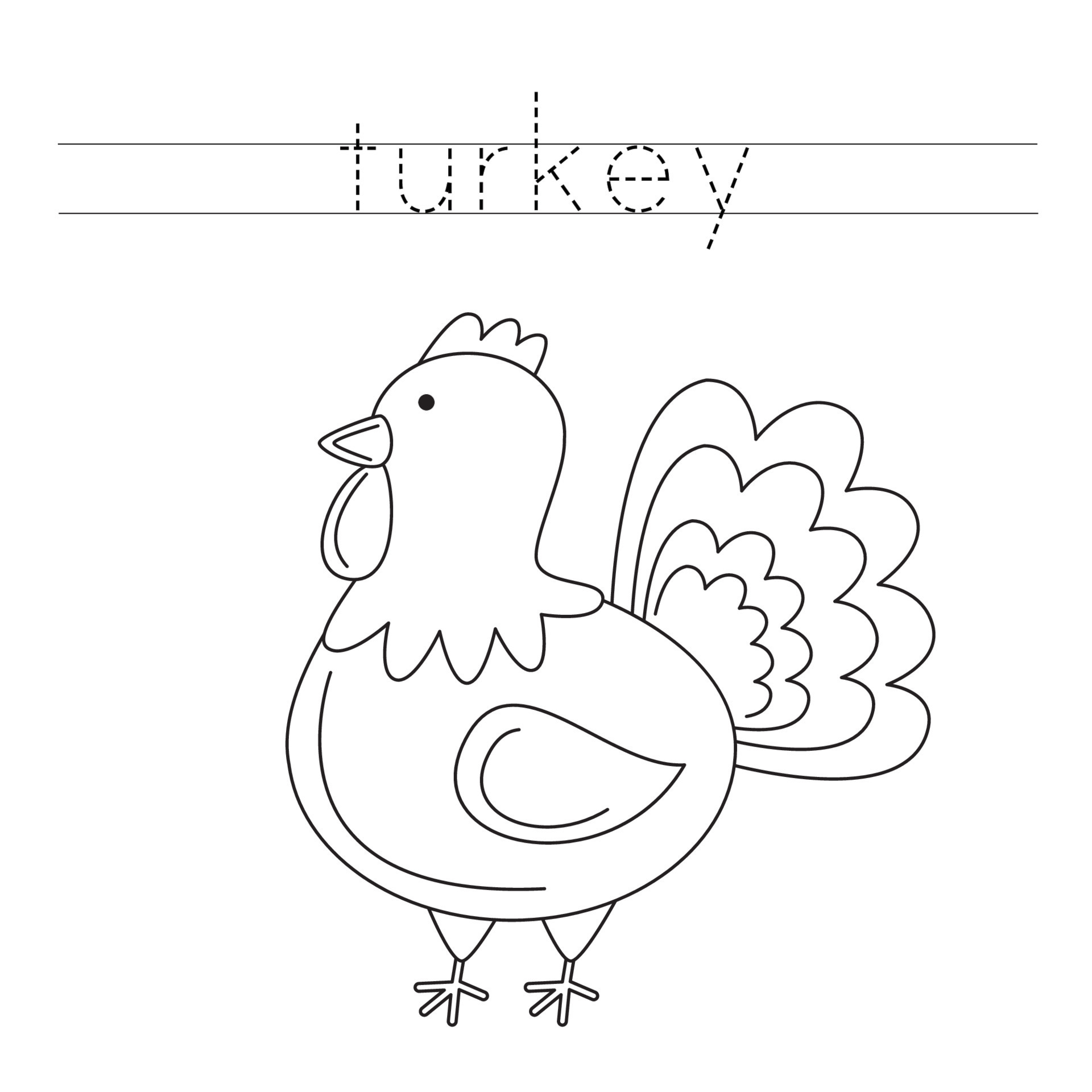 Tracing Pattern Printable Free Turkey