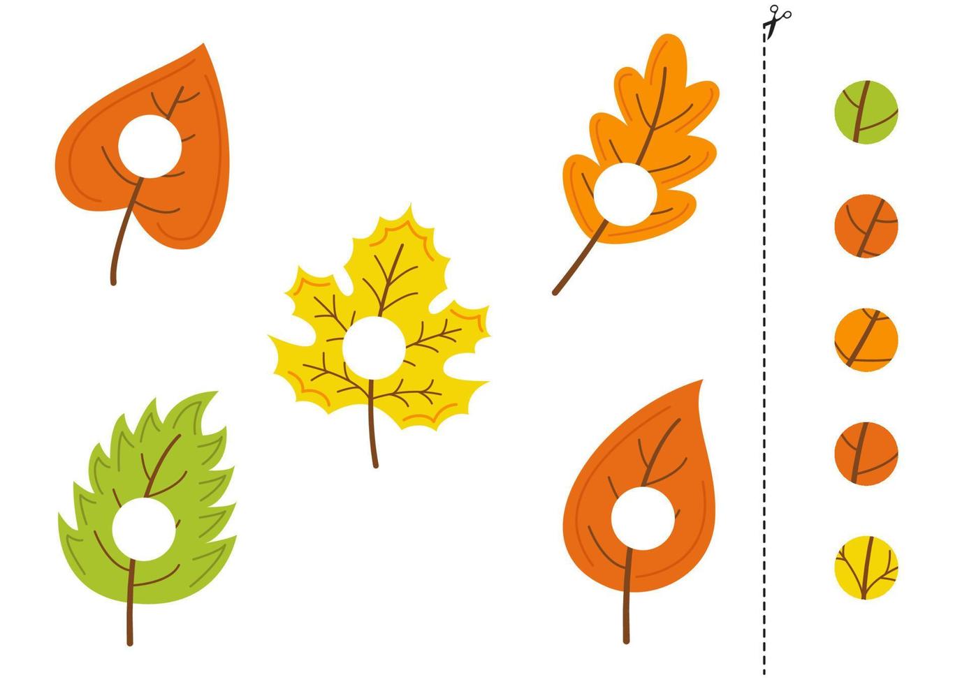 Cut and glue parts of cute autumn leaves. vector