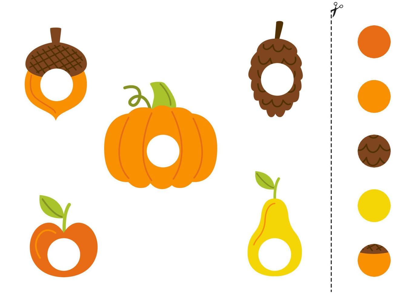 Cut and glue parts of hand drawn autumn elements. vector